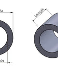 Diagram of an aluminum spacer with dimensions for outer diameter half inch and inner diameter quarter inch for precise spacing in assemblies.