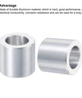 Durable Aluminum Spacer Set M10 3/8 Inch Bolts Standoff 10 Pcs 10.2mm ID x 16mm OD x 15mm Length Round Metal Spacers, front view