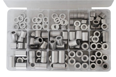 Aluminum Spacer Standoff Bushing Assortment Kit With Three Quarters Inch Outside Diameter And Three Eighths Inch Inside Diameter, 139 Pieces