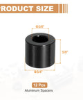 12 Pcs Aluminum Spacers Set 3/8 In ID X 3/4 In OD X 5/8 In Length Unthreaded Standoff Bushings Black For 3/8 In Bolts DIY Electronics