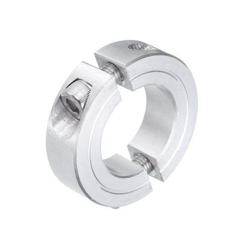 Double Split Shaft Collar Clamp For One Inch Shaft Aluminum Two Piece Clamp Fits 1 Inch Shaft front view showing metallic finish and screws