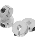 Four Pack 6mm Split Shaft Collar Set Aluminum Alloy Clamping Collars For Shafts With M4 Screws, 6mm Bore, 20mm OD, shown stacked