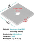 Premium aluminum flat square washer plates for 1-5/8 inch strut channels and 1/4 inch bolts, featuring a 3 mm thick, 40 mm outer size with 8 mm holes, anodized for durable, corrosion resistant solar panel mounting