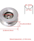 60mm Diameter 25mm High Passive Round Guide Pulley Wheel Made Of Aluminum And Bearing Steel With 10mm Groove Radius
