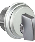 Durable aluminum silver storefront mortise lock cylinder with thumbturn and Adams Rite cam, standard 1 inch length and 1 32 inch diameter, fits Adams Rite Kawneer Vistawall and most storefront locksets with trim ring, front view