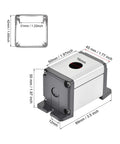 Aluminum Single Hole Switch Button Station Box Workbench Ready With 16mm Button Hole PG7 Cable Gland And Mounting Base, dimensions shown