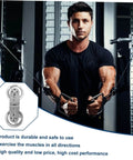 Man using fitness equipment with Aluminum Alloy Swivel Groove Pulley for Fitness Equipment Noiseless Wire Rope Lifting Accessory.