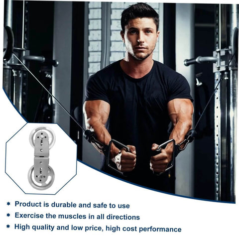 Man using fitness equipment with Aluminum Alloy Swivel Groove Pulley for Fitness Equipment Noiseless Wire Rope Lifting Accessory.