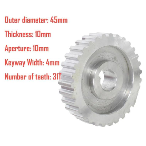 2 Pcs Metal Synchronous Pulley Gear Set for Mini Lathe Drive Wheel Aluminum Alloy 8mm Bore 10mm Shaft close-up view