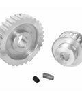 2 Pcs Metal Synchronous Pulley Gear Set for Mini Lathe Drive Wheel Aluminum Alloy 8mm Bore 10mm Shaft, close-up view