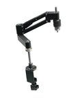 Aluminum Alloy Tapping Arm Cantilever Bracket With Universal Flexible Arm for drilling, showing 360° rotation and sturdy design