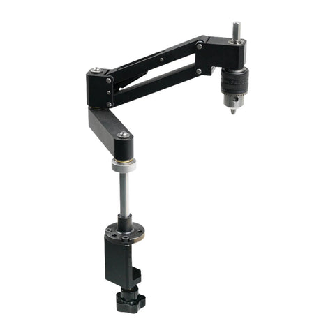 Aluminum Alloy Tapping Arm Cantilever Bracket With Universal Flexible Arm for drilling and threading, shown in a vertical position.