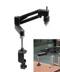 Dual Use Tapping Cantilever Bracket Aluminum Alloy Mount For CNC Machines 130mm Stroke 0 To 44mm Clamp Range, installed on workbench
