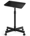 Premium Aluminum Tattoo Tray On Wheels For Salons And Clinics, 36 Inch Rolling Service Cart, Adjustable Height, Pro Grade Built Tough Black Trolley