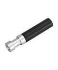 Aluminum 1/4-20 to 3/8-16 Thread Hole Adapter with 15mm Rod for Camera Rig, side view showing black rod and metal adapter.