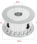 High Precision Aluminum Timing Belt Pulley With 20 Teeth 8mm Bore And 5mm Pitch for 15mm Belts, dimensions labeled with 35mm diameter