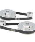 Pair of timing pulleys with black belts, featured in "✝️ 2-Pack Utility Cart 8 mm Platform Size Aluminum Frame Built for Moving Boxes..."