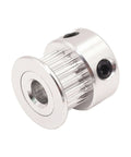 Aluminum component with grooved design and screw holes, close-up view