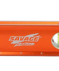 Front view of Savage Lightning Aluminum Torpedo Magnetic Illuminated Level Nine Inch With BrightView Readability And Three Vials.