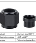 6AN Three Eighths Inch Female Hardline Tube Nut and Sleeve Aluminum Fitting for Three Eighths Inch OD Alloy Tubing Two Piece Set