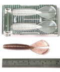 Soft Plastic Lure Injection Mold Twin Tail Menace 3.4 Inch Aluminum Two Cavity For Durable Bait Making with plastisol lure and ruler.