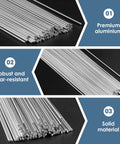 Pro Grade Aluminum Welding Rods Set, 30 pieces, showcasing premium aluminum, robust and wear-resistant, solid material for welding.