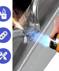 12Pcs Low Temperature Aluminum Welding Rods With Built In Flux For Quick Repairs On Stainless Steel Iron And Copper Easy Melt Solder Sticks No External Flux Needed 3 Inch Each Beginner Friendly DIY Repair Kit in use with blowtorch on metal