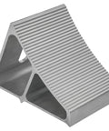 Heavy Duty Aluminum Wheel Chock For Trucks And Semis With Ribbed Slope For Maximum Grip And Secure Parking On Snow And Ice 6 X 8.75 X 5.86 Inch By Buyers Products, front view