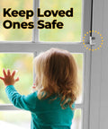 Child looking out window secured with 10 Pack Adjustable Aluminum Window Locks For Vertical And Horizontal Windows No Drill Install