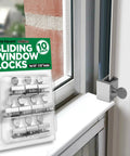 10 Pack Adjustable Aluminum Window Locks For Vertical And Horizontal Windows No Drill Install shown installed on window