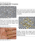 Aluminum Wire Bending Jig For Jewelry Making And Wire Wrapping with metal pins, wire patterns, and instructions for creative designs