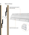 Heavy Duty Aluminum Z Hanger Wall Mount Kit For Picture Frames And Artwork With Hidden Bracket Clips French Cleat Style