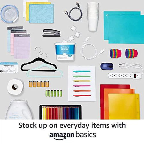 Ultra slim velvet kids hangers with non slip grip and shoulder notches featured among assorted everyday items on white background.