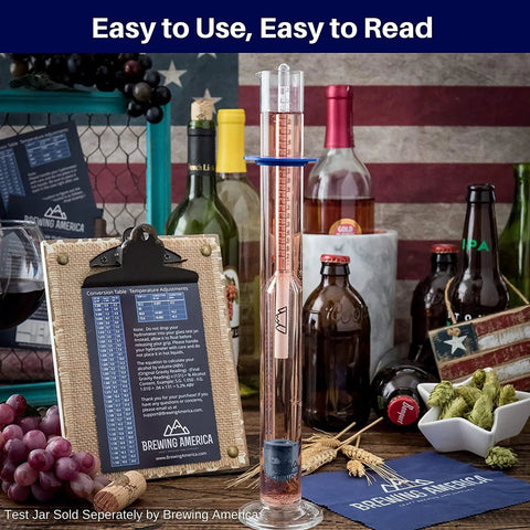 NIST traceable hydrometer kit USA with test jar and bottles; ideal for homebrew and wine making; precise gravity readings.