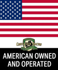 American flag with Cross Creek Tractor logo and text 'American Owned and Operated' below