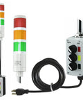 Three Stack LED Andon Tower Light With Red Amber Green Signals, Industrial Grade Indicator, 8 Foot Power Cord, Plug And Play Ready