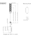 Diagram showing dimensions of 4 Stack LED Andon Tower Signal Light With Buzzer For Industrial Lines Red Yellow Green Blue On Off Flash ABB Selector Switch Plug And Play With Mean Well Power Adapter And 6 Ft And 16 Ft Extension Cords By Andont.