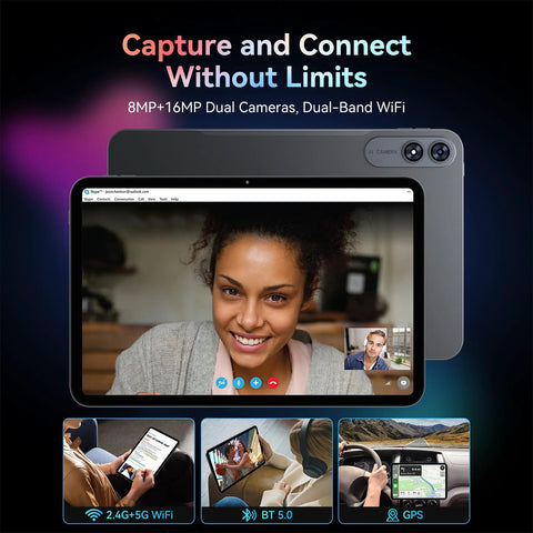 13.4 Inch Android 15 Tablet PC With Keyboard Pen Case And Mouse Gemini AI Gaming Tablet front view video call feature