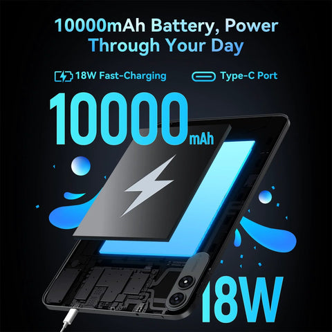 13.4 Inch Android 15 Tablet PC With Keyboard Pen Case And Mouse Gemini AI Gaming Tablet 10000mAh battery and 18W fast charging.