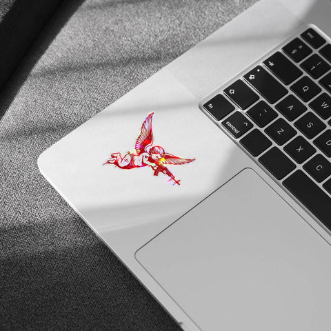 Set Of 3 Angel With Machine Gun Stickers Funny Gun Decals For Water Bottles Laptops Phones Cars Helmets Windows Bumpers 3 Inch Vinyl Decals