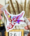Set Of 3 Angel With Machine Gun Stickers Funny Gun Decals For Water Bottles Laptops Phones Cars Helmets Windows Bumpers