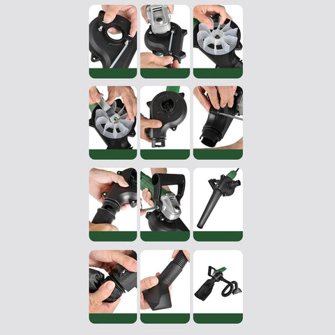 Assembly steps of Dual Use Angle Grinder To Blower Adapter Kit Converts Your Grinder Into A Blower Vacuum For Dust Free Workshop