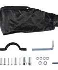 Components of Dual Use Angle Grinder To Blower Adapter Kit for dust-free cleanup including hose, screws, and brackets.