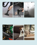 Dual Use Angle Grinder To Blower Adapter Kit for dust control in workshops and outdoor cleanup, shown in various applications.