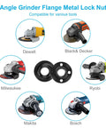 7 Piece Angle Grinder Nut And Flange Wrench Kit With 5/8-11 Thread for fast wheel changes, compatible with various tools like Dewalt and Bosch.