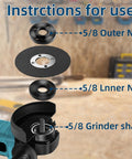 Diagram of 7 Piece Angle Grinder Nut And Wrench Set With Extended Wrench And Six Thick Flange Nuts for easy installation on grinder