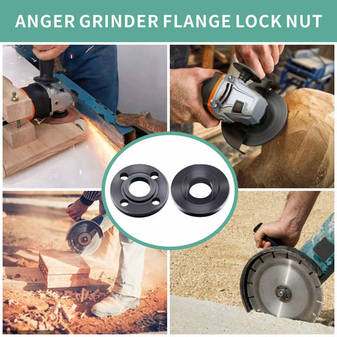 9 Piece Angle Grinder Nut Kit With Wrench Inner And Outer Nuts Flanges For Five Eighths Inch 11 Thread Shafts Compatible With 4.5 Inch And 5 Inch Grinders
