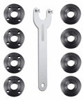 9 Piece Angle Grinder Nut Kit With Wrench Inner And Outer Nuts Flanges For Five Eighths Inch 11 Thread Shafts Compatible With 4.5 Inch And 5 Inch Grinders Includes Storage Case And Essential Replacement Hardware For Dewalt Milwaukee Makita Metabo Bosch