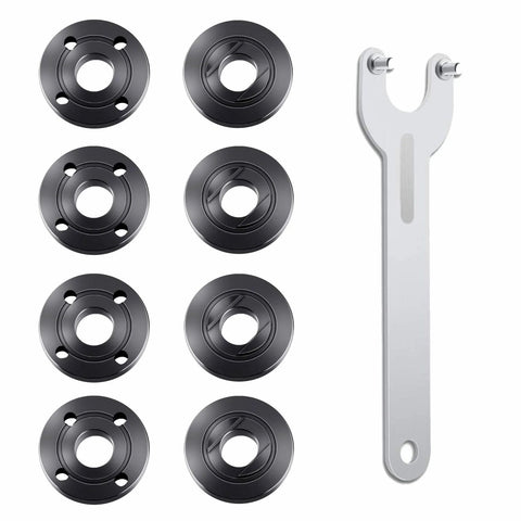 9 Piece Angle Grinder Nut Kit With Wrench Inner And Outer Nuts Flanges For Five Eighths Inch 11 Thread Shafts Compatible