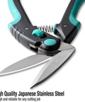 Heavy Duty Multipurpose Angled Craft Scissors 10 Inch Japanese Stainless Steel Serrated Blade Industrial Shears close-up